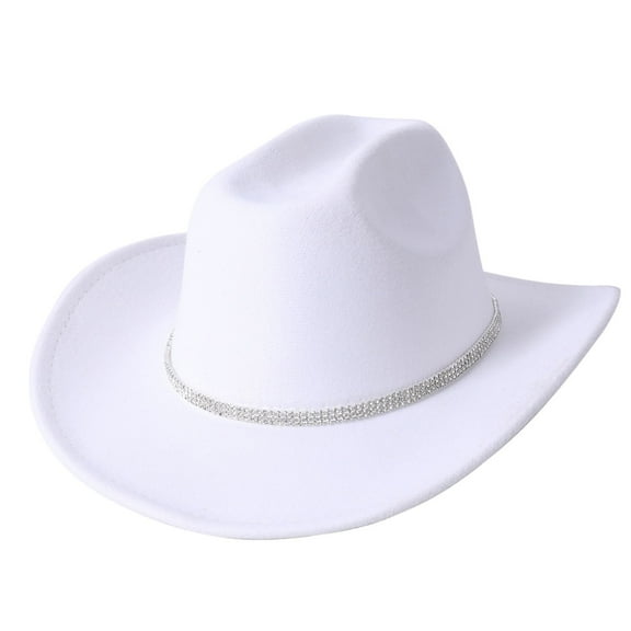 MIASHUI Glitter Silver Cowboy Hats for Women Western Sparkly Rhinestone Cowgirl Hat,White,One Size