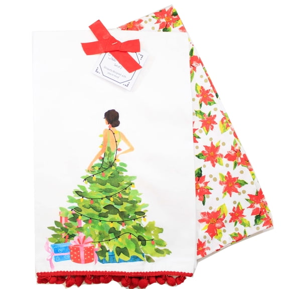 Decorative Towel Christmas Tree Glam Girl Diva Kitchen 100% Cotton Mx185352t