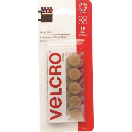 Sticky Back Fasteners, Beige, 5/8" Coins, 15 Ct., Velcro, 90071