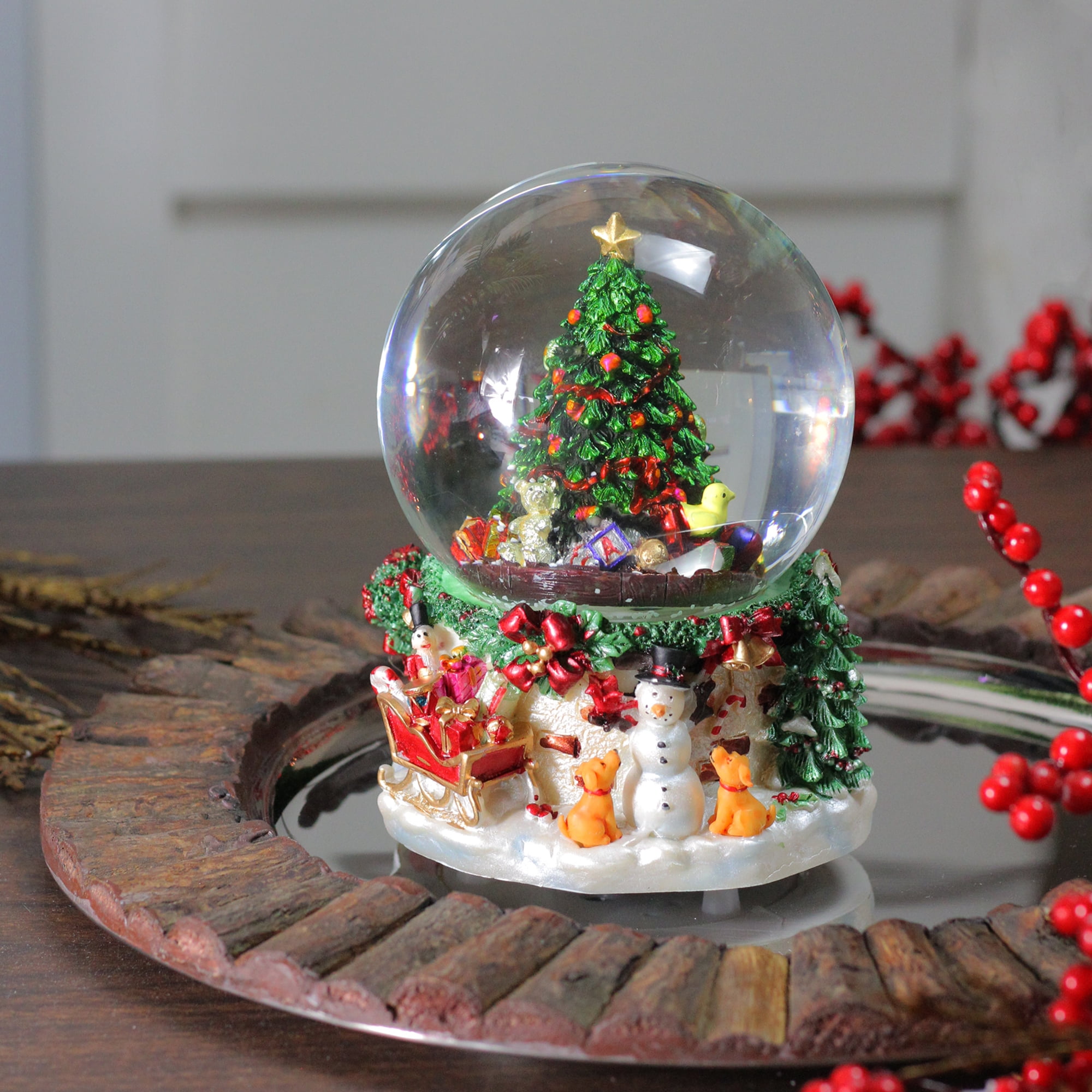 Northlight Musical Blowing Snow Christmas Tree Snow Globe