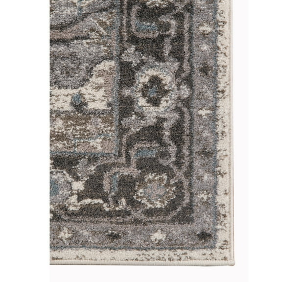 9' x 12' Blue and Brown Medallion Power Loom Area Rug