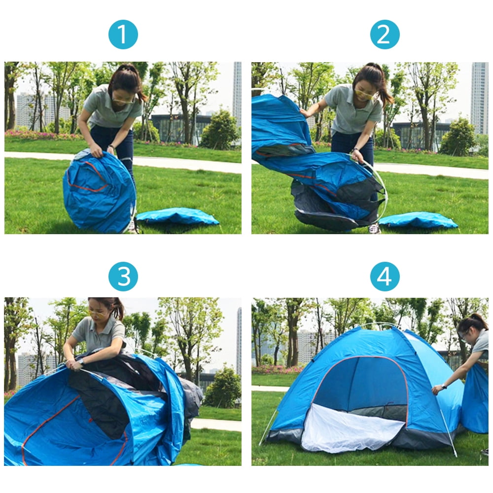 LEAMER Outdoor Pop Up Camping Tent for 2-3 Person 200 x 150 x 115 cm Waterproof Folding Dome Tent Quick Opening Sunscreen Camping Tent with Carrying Bag