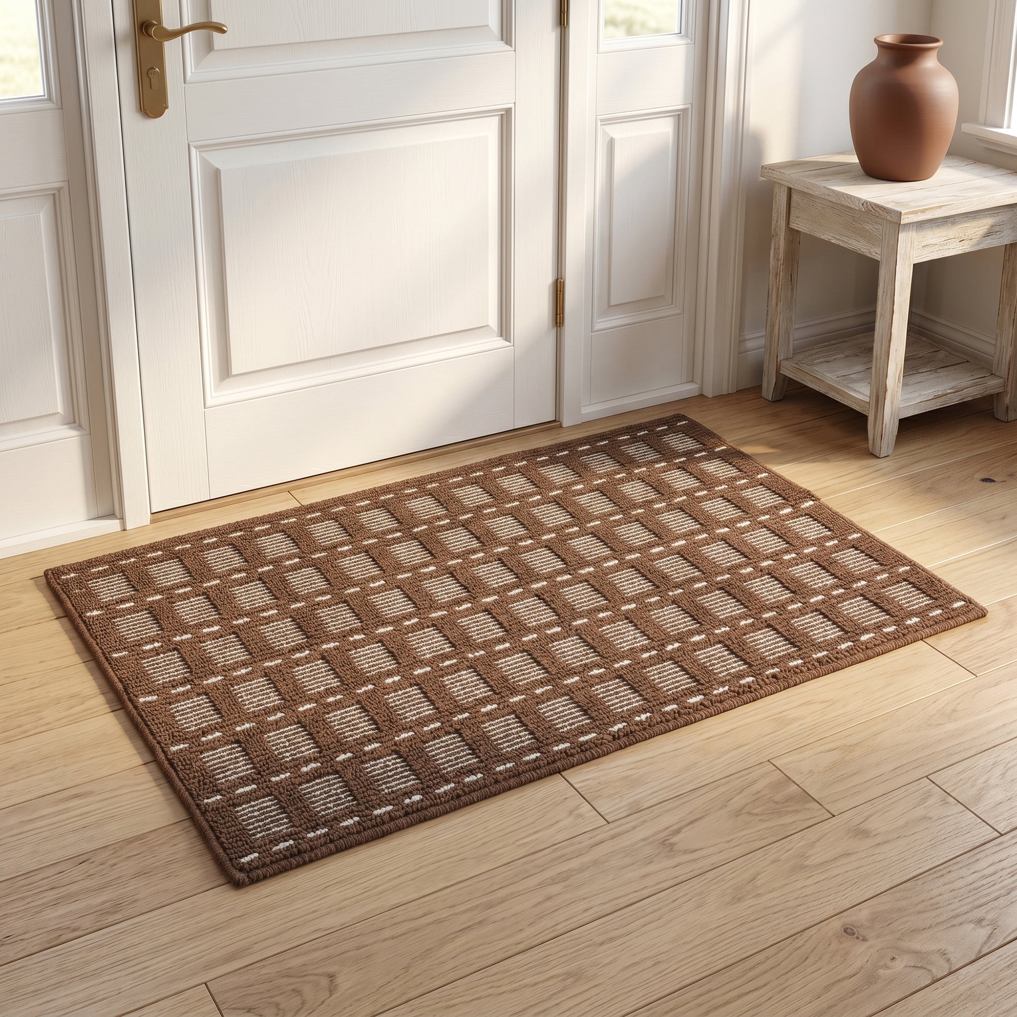 Unique Bargains Waterproof Non-Slip Entryway Rug Welcome Mat Bark Brown 32" x 20"