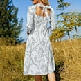thumbnail image 5 of Grey Floral Seamless Pattern Womens Summer Dress Tie Back A Line Flare Dress, 5 of 9