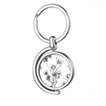 thumbnail image 1 of White Flowers Drawing Art Rotating Keychain Metal Keyring Holder, 1 of 2