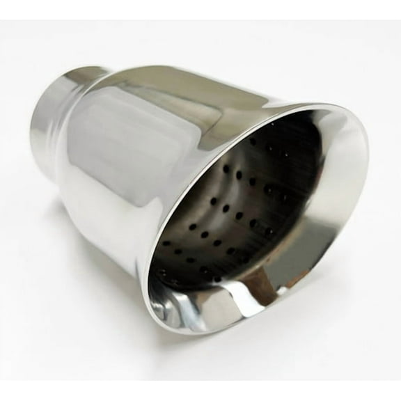 Exhaust Tip 4.00" Dia OD 3.00" Dia ID X 6.00" Long 2.25" Inlet W7006-225-SS Slant Double Wall  Resonated 304 Polished Stainless Steel Wesdon Exhaust Tip