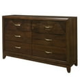 thumbnail image 4 of Benjara Nibo 60 Inch Wide Dresser, 6 Drawers, Satin Brass Handles, Brown Solid Wood, 4 of 5