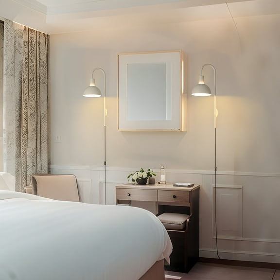 2 Pack Plug in Wall Sconces, Wall Sconce Plug in Wall Lamp with Switch Wall Decor Wall Lights for Living Room Hallway Dining Kitchen, Ivory