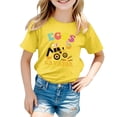 thumbnail image 4 of MUXiin Girls Easter Shirt Size 6 Rabbit Tops Egg Short Sleeve T Shirt Fashion Casual Happy Easter Blouse Tops Clothes for Girls Easter Gifts for Kids(Yellow,10-11 Years), 4 of 5