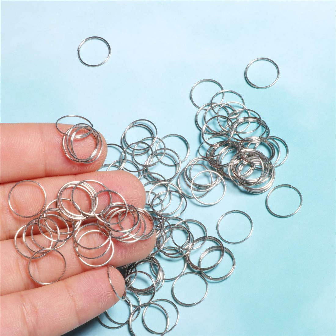 100Pcs 14mm Silver Tone Metal Connector Rings for Chandelier Lamp Repair Parts 