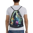 thumbnail image 2 of Drawstring Backpack - Cosmic Cat In Window Splash Proof Small Drawstring Gym Bag for Women Men, Cinch Sports String Bag Backpack for Travel Swimming Beach, 2 of 8