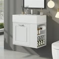 thumbnail image 2 of Euroco 21.8-Inch Wall-Mounted Floating Bathroom Vanity with Ceramic Sink, Soft-Close Drawer, Adjustable Shelf & Toilet Paper Holder, 2 of 9