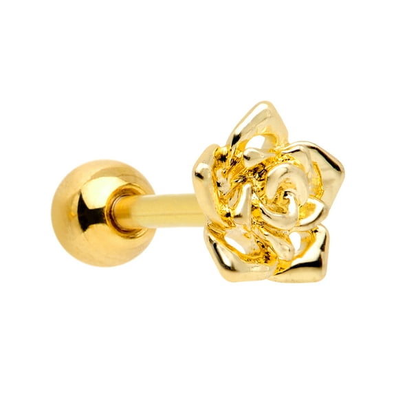 Body Candy 16G Womens Plated Steel Summer Love Rose Flower Cartilage Earring Helix Tragus Jewelry 1/4"