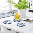 thumbnail image 6 of Vzayyk 4Pack Wooden Coasters With Cork Base Heat-Resistant Drink For Home Office Restaurant Blue White Porcelain Pattern, 6 of 7