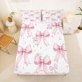 thumbnail image 5 of Manfei Pink Coquette Bowknot Bed Sheets For Kids,Rustic Plant Flowers King Sheets For Girls,4pcs, 5 of 6