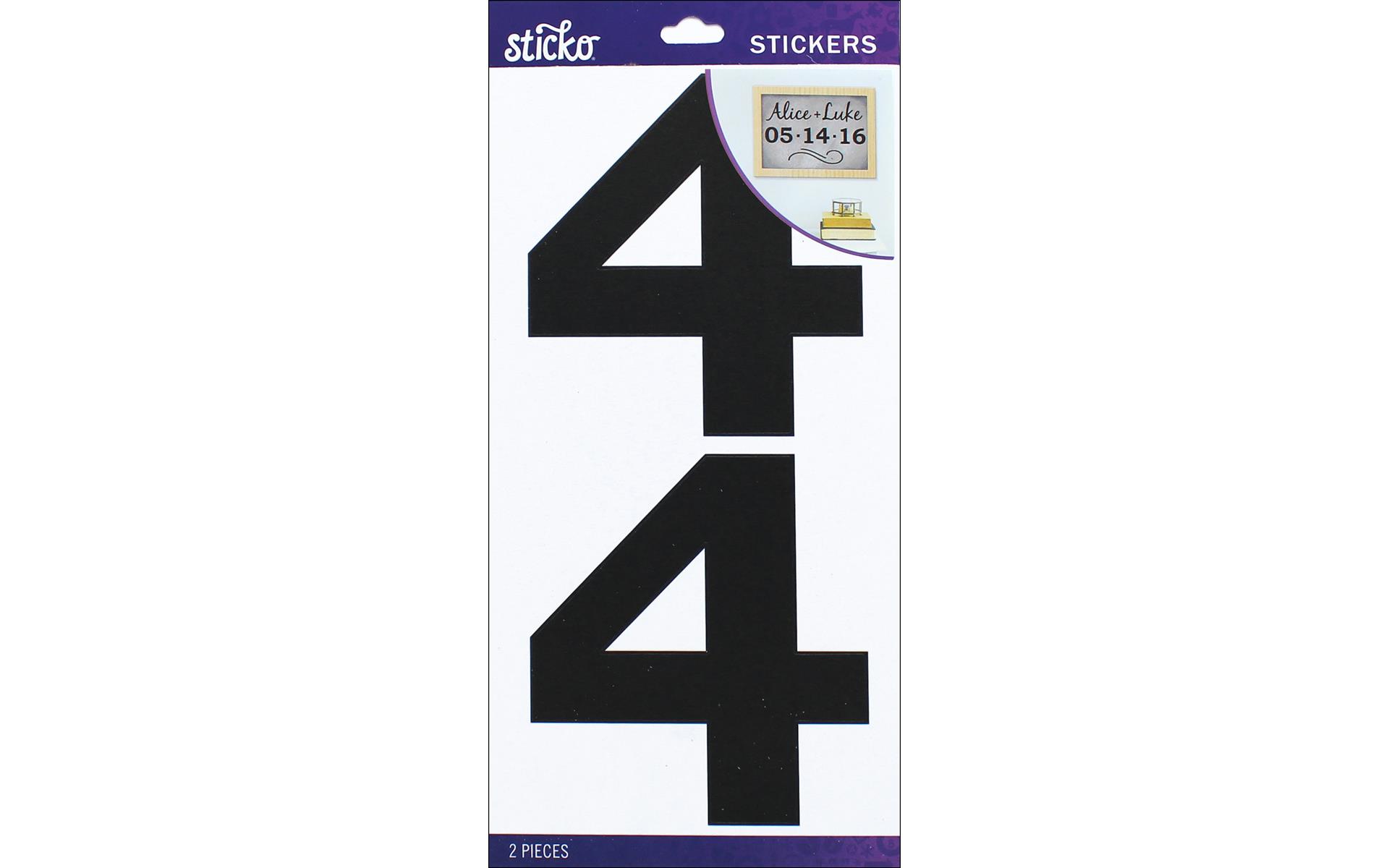 4th Number Sticker EK Sticko Sticker Basic Black Number 4 - Walmart.com
