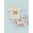 thumbnail image 3 of aturustex Toddler Baby Boy Summer Outfit Beach Babe Graphic Tops Shirt +Shorts Set Car Bus T-Shirt 2PCS(Apricot, 6 Months-4 Years), 3 of 9