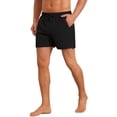 thumbnail image 4 of INSPIRE CHIC Men's Summer Elastic Waist Solid Board Shorts with Pockets 28 Black, 4 of 4