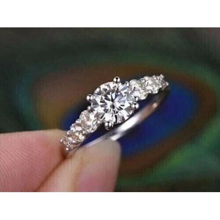 2.20Ct Round Cut Lab Created Diamond Women's Wedding Ring 925 Sterling Silver 14K White Gold Plated.