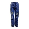 thumbnail image 6 of Women's Pull-on Distressed Denim Joggers Drawstring High Elastic Waist Loose Cargo Pants Ankle Length Jeans, 6 of 6
