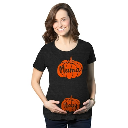 

Maternity Mama And Baby Pumpkin Tshirt Cute Family Halloween Pregnancy Tee (Heather Black) - M