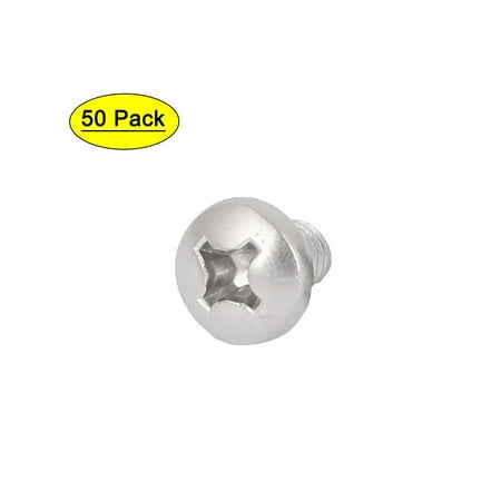 

50 Pcs M4x5mm 316 Stainless Steel Metric Pan Head Machine Screws Bolts