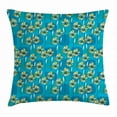 thumbnail image 1 of Floral Throw Pillow Cushion Cover, Modern Design Sketchy Garden Daisy Like Flowers Leaves with Abstract Art, Decorative Square Accent Pillow Case, 16 X 16 Inches, Blue Yellow and White, by Ambesonne, 1 of 2