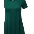 thumbnail image 3 of A2Y Women's Solid Printed Summer Casual T-Shirt Tunic Swing Dress with Side Pockets Huntergreen M, 3 of 6