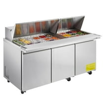 KFFKFF 72"W Commercial Refrigerator, 18.7 Cu. Ft Sandwich Prep Table, Food Prep Fridge with 30 Pans and Cutting Board, Stainless Steel Salad Prep Cooler for Restaurant and Food Truck