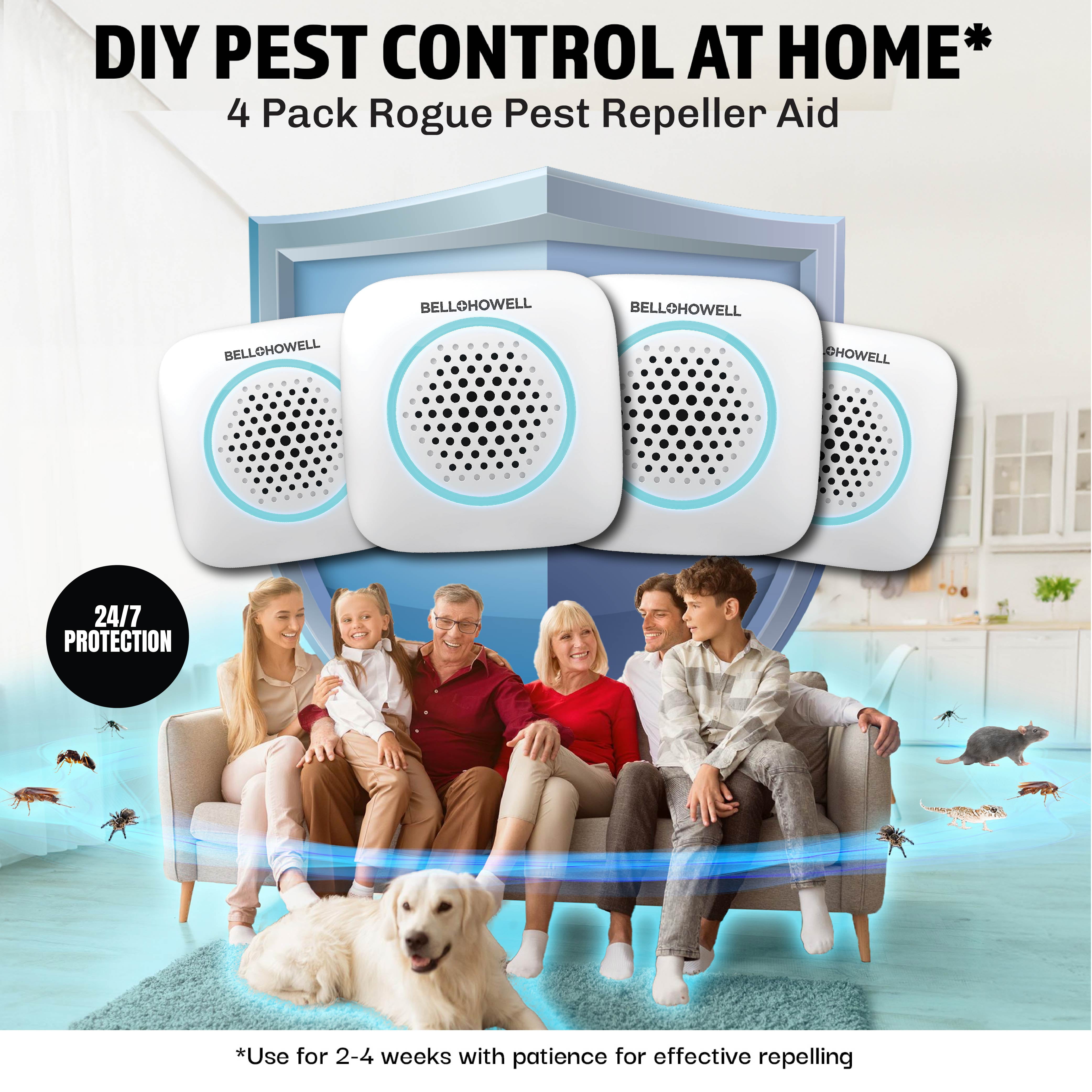 Bell+Howell Ultrasonic Pest Repeller Indoor, Pest Repellent Ultrasonic Plug In, Mouse Repellent Indoor, Rodent Repellent, Pest Repellent Family & Pet Safe, 4 Pack