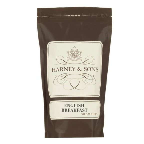 Harney & Sons AJH3 English Breakfast Tea - 100% China Black Tea, Caffeinated, - Bag of 50 Sachets
