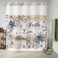 thumbnail image 6 of No Hook Shower Curtain, Vintage Country Shower Curtains for Bathroom with See Through Top Window, Blue Rustic Texas Star Vines Wooden Grain Waterproof & Washable Bath Curtain Long 72"x78", 6 of 9