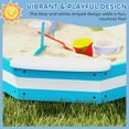 thumbnail image 4 of Qaba Sandbox for Kids, Outdoor Wooden Sand Pit with 4 Corner Seats, Bottom Liner for Backyard, Garden, 52" x 52" x 6", Blue, 4 of 9