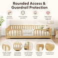 thumbnail image 2 of Miniyam Twin Kids Floor Bed with Guardrails, Pine Wood Montessori Bed Frame with Rounded Opening, Natural, 2 of 7