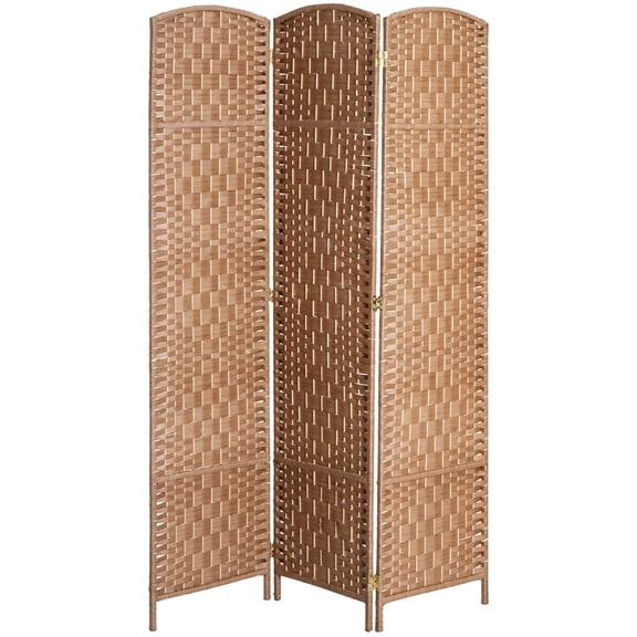 3 Panel Resin Wicker Folding Room Divider Privacy Screen Home Office Natural