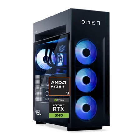 HP Omen MAX 45L RTX 5090 Gaming Tower Desktop, AMD Ryzen 9 9900X3D, 32GB DDR5, 1TB SSD, Windows 11 Home