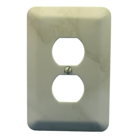 Leviton Jumbo Ivory Marble Steel Outlet Cover Oversize Receptacle 89303-IML