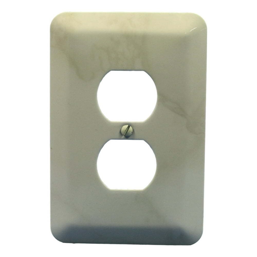 Leviton Jumbo Ivory Marble Steel Outlet Cover Oversize Receptacle 89303