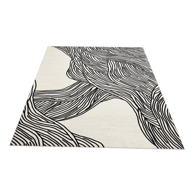 4ft*6ft(122cm*183cm) Washable Area Rug - Modern Abstract Carpet - Non Slip Backing Low Pile Design - Soft Floor Rug for Living Room Bedroom Dining Room - Durable Stain Resistant Easy Clean