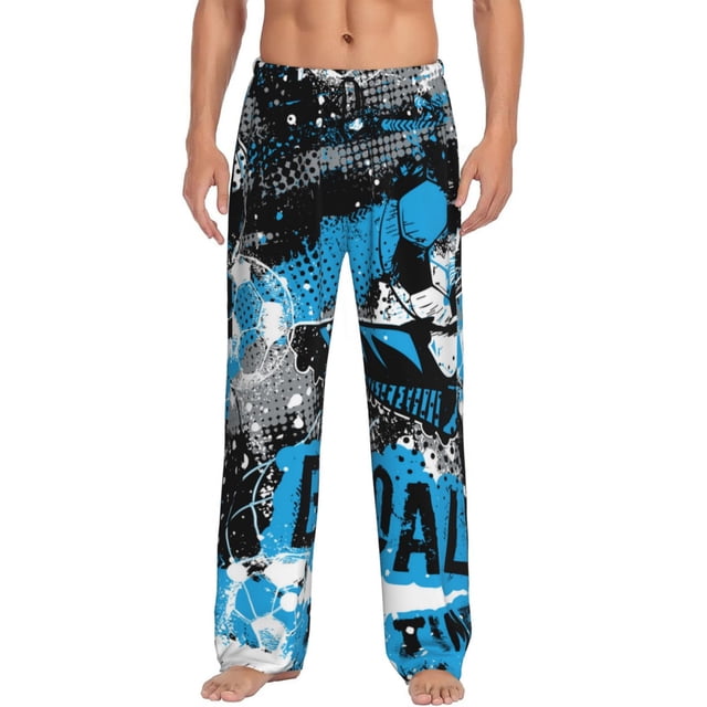 Fotbe Football Time Pantalones de Pijama para Hombre, Pantalones de Dormir, Pantalones de Casa con Cintura Ajustable y Bolsillos-X-Large
