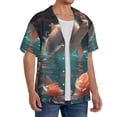 thumbnail image 2 of Goofa Flower White Dolphin Printed Men's Casual Short-sleeved Shirt,Lightweight Breathable Button-down,Summer Casual men's top,Versatile Fashion shirt-Large, 2 of 7