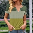 thumbnail image 4 of Camisetas de Cuello Redondo Botón de Impresión de la Moda de Manga Corta de las Mujeres, Poliéster Spandex, 4 of 5
