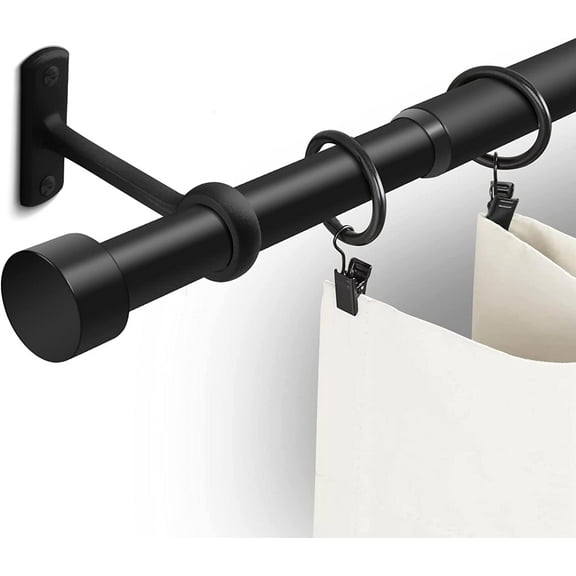 1 Inch Curtain Rods for Windows, 32 to 120 Inch Black Rustic Curtain Rod Set, Modern Design Drapery Tubes with Brackets Room Divider, For Indoor and Outdoor