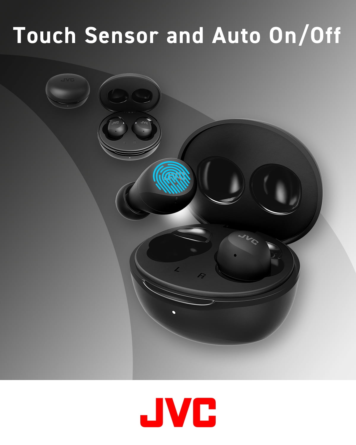 JVC Compact and Lightweight Gumy Mini True Wireless Earbuds Headphones, Long Battery Life (up to 23 Hours), Sound with Neodymium Magnet Driver, Water Resistance (IPX4) - HAA6TB (Black)