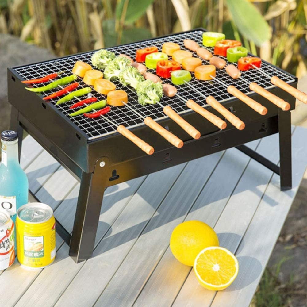A set of exclusive skewers for barbecue with engraving and wooden handle 