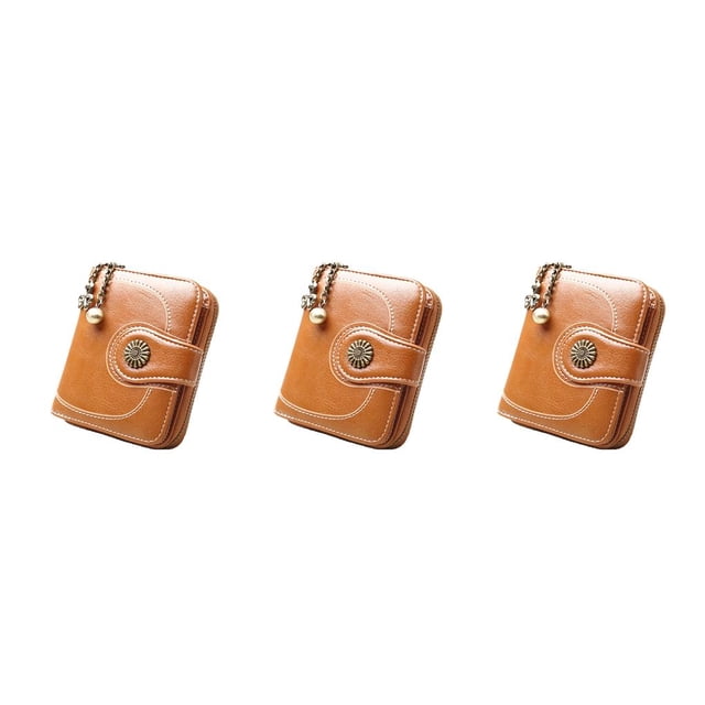Cartera corta portátil Sonducket Retro PU Cuero Marrón