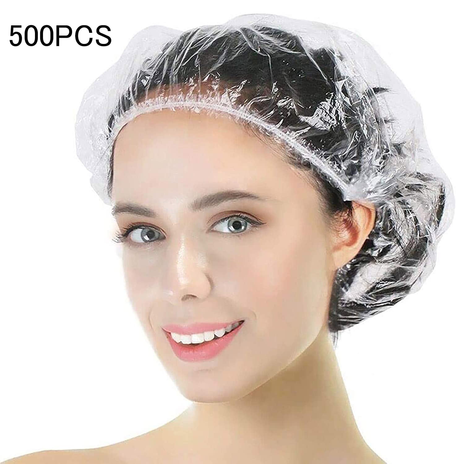 Plastic Shower Caps Bathing Elastic Clear Hair Care Protector Weather Hat 