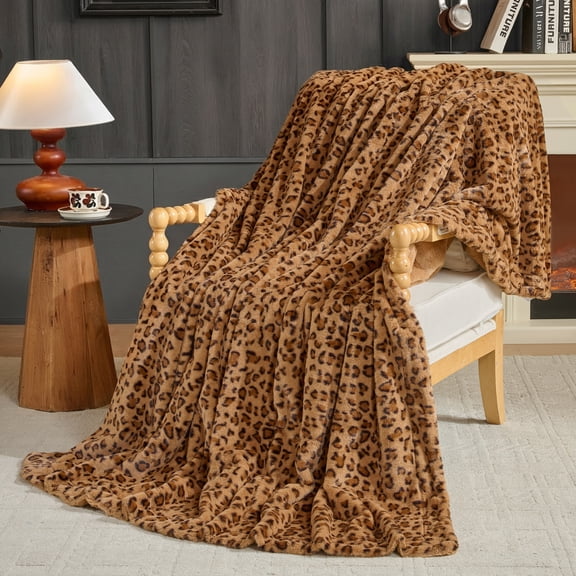 GALMAXS7 Leopard Print Throw Blanket Soft Cozy Fluffy Plush Cheetah Print Blanket for Home Decor,50"x60",Brown