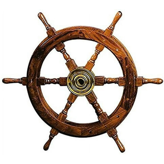Nagina International 25.5 Inches Nautical Solid Cheery Wood Solid Brass Nautica Sea Decor Beach