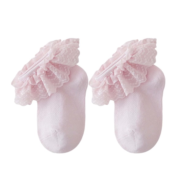 WUANDIXFA Girls Ruffle Princess Socks Childrens Comfortable and Breathable Lace Socks Girls Fashionable and Cute Dance Socks Princess Socks Purple,6-8 Years